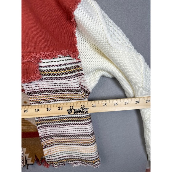 NWT Miss Me Brick‎ Red Patchwork Knit Sleeve Cropped Denim Shacket Womens Size M - Picture 7 of 14